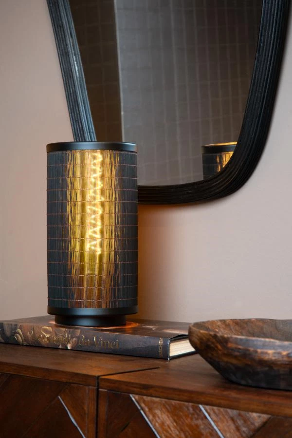 Lucide TAGALOG - Lampe de table - Ø 15 cm - 1xE27 - Noir - ambiance 1